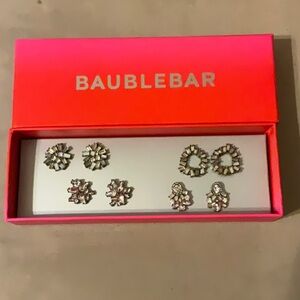 NIB BaubleBar set of 4 pair crystal earrings